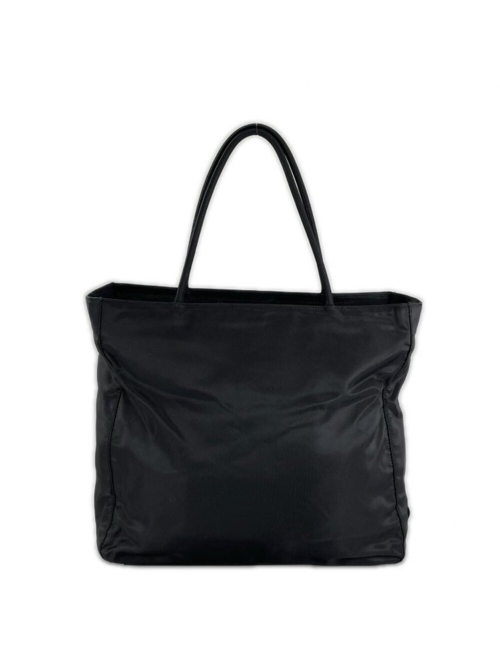 Prada Triangle Logo Tote Bag Nylon Black